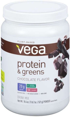 Vega Protein and Greens Chocolate Flavored Drink Mix, 18.4 Ounce -- 12 per case