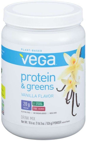 Vega Protein and Greens Vanilla Flavored Drink Mix, 18.6 Ounce -- 12 per case