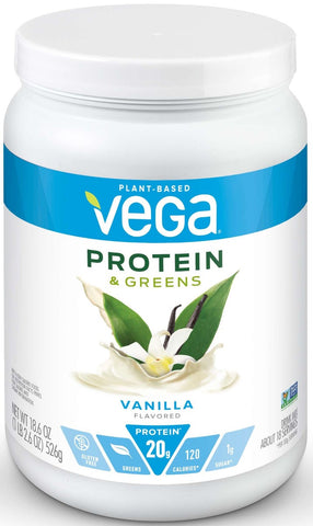 Vega Protein and Greens Vanilla Flavored Drink Mix, 18.6 Ounce -- 12 per case