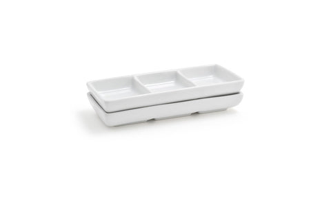Front Of The House Stackable Three Compartment Dish -- 12 per case