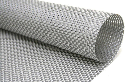 Front Of The House Basketweave Pewter Mat, 16 x 12 inch -- 12 per case.