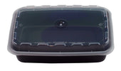 Cubeware Rectangular Black Reusable Plastic Microwavable Food Container with Clear Lid Set, 16 Ounce -- 150 set per case.