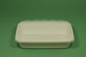 Cubeware Rectangular White Reusable Plastic Microwavable Food Container with Clear Lid Set, 16 Ounce -- 150 set per case.