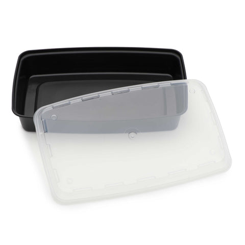 Cubeware Black Plastic Container with Clear Lid, 48 Ounce -- 150 set per case.