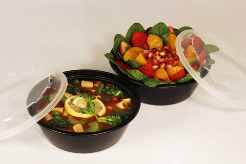 Cubeware Round Crown Plastic Reusable Microwavable Container with Clear Lid Set, 18 Ounce -- 150 set per case.