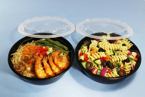 Cubeware Round Crown Plastic Reusable Microwavable Container with Clear Lid Set, 24 Ounce -- 150 set per case.