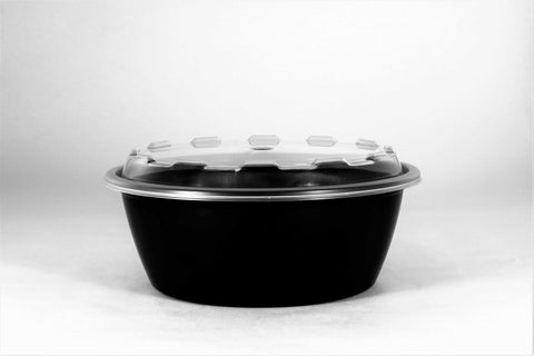 Cubeware Round Crown Plastic Reusable Microwavable Container with Clear Lid Set, 32 Ounce -- 150 set per case.