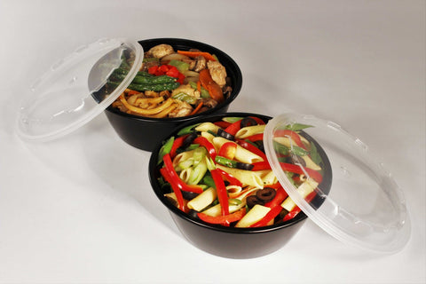 Cubeware Round Crown Plastic Reusable Microwavable Container with Clear Lid Set, 32 Ounce -- 150 set per case.