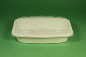 Cubeware Rectangular White Container with Clear Lid, 28 Ounce -- 150 set per case.