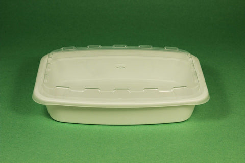 Cubeware Rectangular White Container with Clear Lid, 28 Ounce -- 150 set per case.