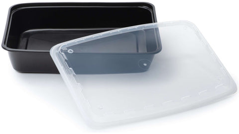Cubeware Black Reusable Container with Vented Clear Lid Set -- 100 set per case