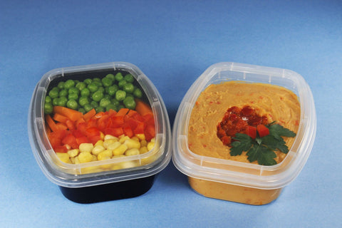 Delicube Rectangular Reusable Plastic Food Container Black Base Only, 8 Ounce -- 400 per case.