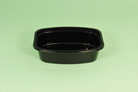 Delicube Rectangular Reusable Plastic Food Container Black Base Only, 8 Ounce -- 400 per case.