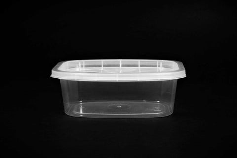 Delicube Rectangular Reusable Plastic Food Container Clear Base Only, 12 Ounce -- 400 per case.
