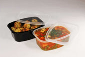Delicube Rectangular Reusable Plastic Food Container Black Base Only, 12 Ounce -- 400 per case.