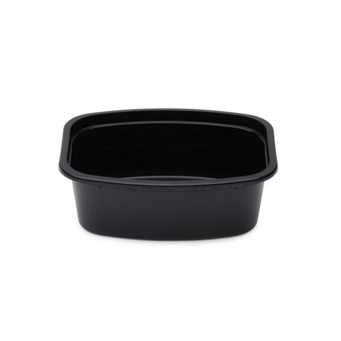 Delicube Rectangular Reusable Plastic Food Container Black Base Only, 12 Ounce -- 400 per case.