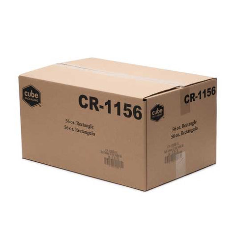Cube Rectangular Black Reusable Plastic Food Container with Clear Vented Lid Set, 56 Ounce -- 100 set per case.