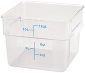 Winco Polycarbonate Clear Square Storage Container, 12 Quart -- 12 per case