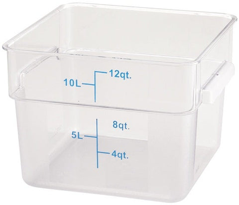 Winco Polycarbonate Clear Square Storage Container, 12 Quart -- 12 per case