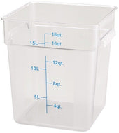 Winco Polycarbonate Clear Square Storage Container, 18 Quart -- 12 per case