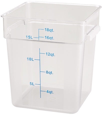 Winco Polycarbonate Clear Square Storage Container, 18 Quart -- 12 per case