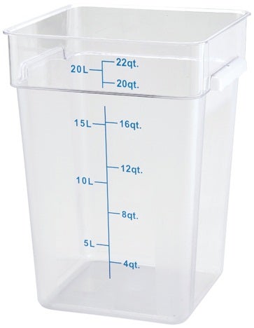 Winco Polycarbonate Clear Square Storage Container, 22 Quart -- 6 per case