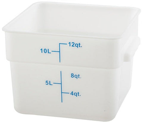 Winco Polypropylene White Square Storage Container, 12 Quart -- 12 per case