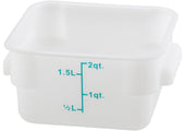 Winco Polypropylene White Square Storage Container, 2 Quart -- 60 per case