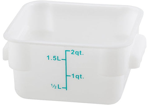 Winco Polypropylene White Square Storage Container, 2 Quart -- 60 per case