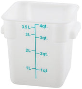 Winco Polypropylene White Square Storage Container, 4 Quart -- 48 per case