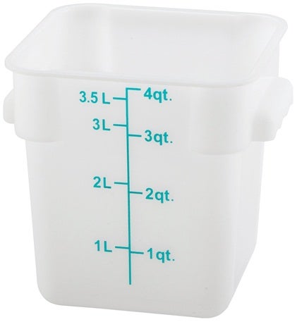 Winco Polypropylene White Square Storage Container, 4 Quart -- 48 per case