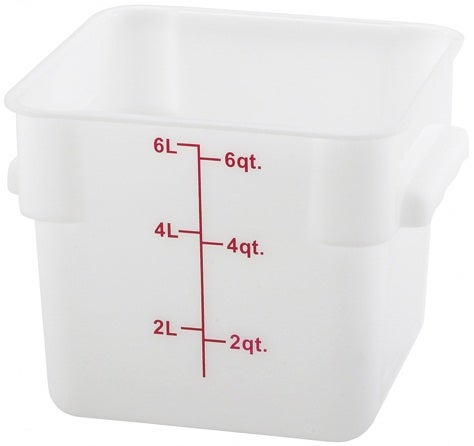 Winco Polypropylene White Square Storage Container, 6 Quart -- 24 per case