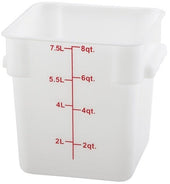 Winco Polypropylene White Square Storage Container, 8 Quart -- 24 per case