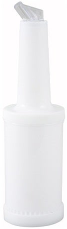 Winco White Spout and Lid Liquor/Juice Pour Bottle, 1 Quart -- 12 per case