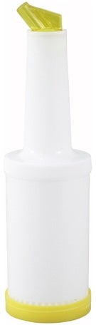 Winco Yellow Spout and Lid Liquor/Juice Pour Bottle, 1 Quart -- 12 per case