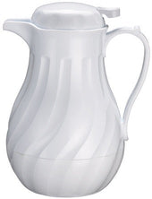 Winco White Swirl Pattern Push Button Insulated Beverage Server, 42 Ounce