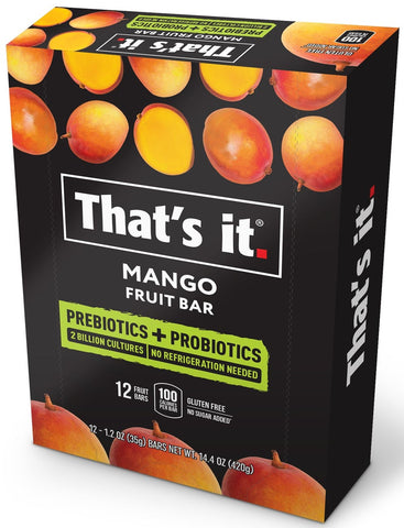 Thats It Mango Probiotic Fruit Bar, 1.2 Ounce -- 144 per case