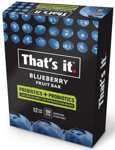 Thats It Blueberry Probiotic Fruit Bar, 1.2 Ounce -- 144 per case