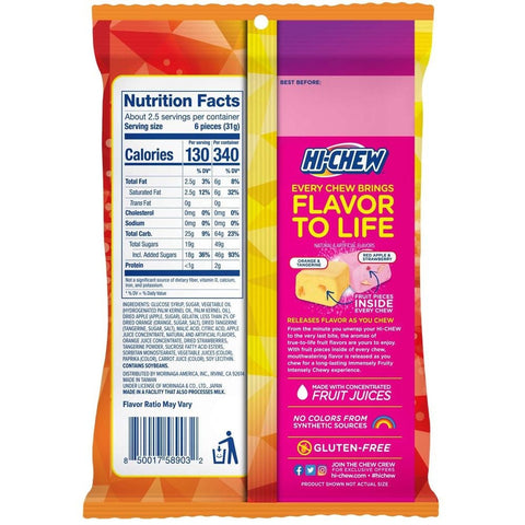 Hi Chew Plus Fruit Mix Chewy Candy - Display, 2.82 Ounce -- 6 per case