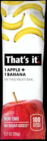 Thats It Gluten Free Fat Free Apple Plus Banana Individually Wrapped Fruit Bar, 1.2 Ounce -- 144 per case.