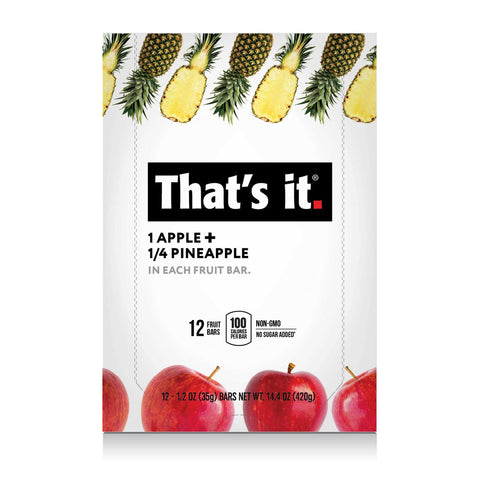Thats It Apple Plus Pineapple Individually Wrapped Fruit Bar, 1.2 Ounce -- 144 per case.