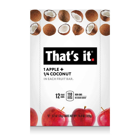 Thats It Apple Plus Coconut Individually Wrapped Fruit Bar, 1.2 Ounce -- 144 per case.