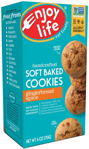 Enjoy Life Gingerbread Spice Soft Baked Cookie, 6 Ounce -- 6 per case