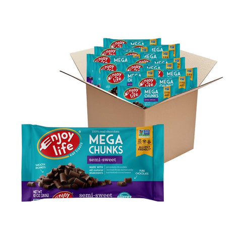 Enjoy Life Semi Sweet Mega Chocolate Chunk, 10 Ounce -- 12 per case