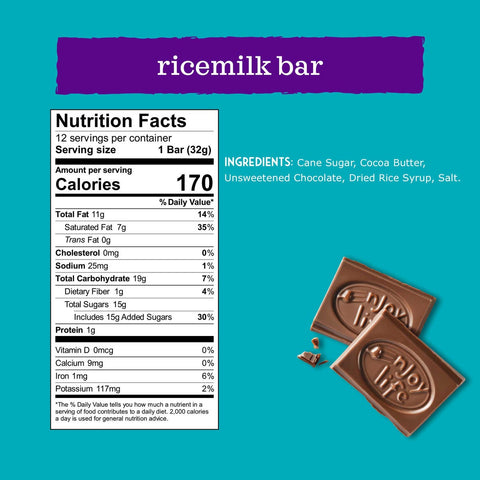Enjoy Life Ricemilk Chocolate Bars, 1.12 Ounce -- 12 per case