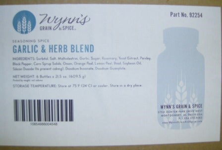 Wynns Grain and Spice Rotisserie Garlic and Herb Blend Seasoning, 18.5 Ounce -- 6 per case.