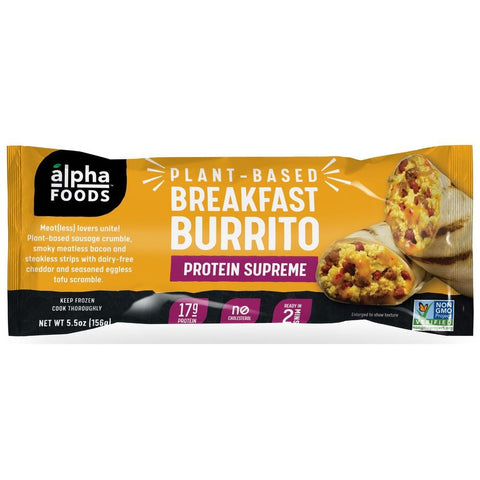 Alpha Foods Plant Based Protein Supreme Breakfast Burrito, 5.5 Ounce -- 12 per case