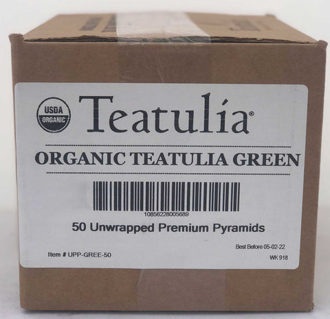 Teatulia Organic Unwrapped Premium Pyramid Green Tea -- 50 per case