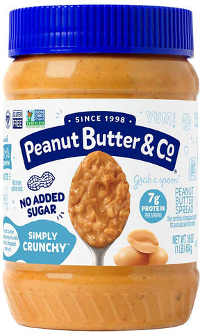 Peanut Butter and Co Simply Crunchy All Natural Peanut Butter Spread, 16 Ounce Jar -- 6 per case.
