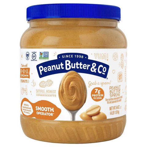 Peanut Butter and Co All Natural Smooth Operator Peanut Butter, 64 Ounce -- 6 per case.